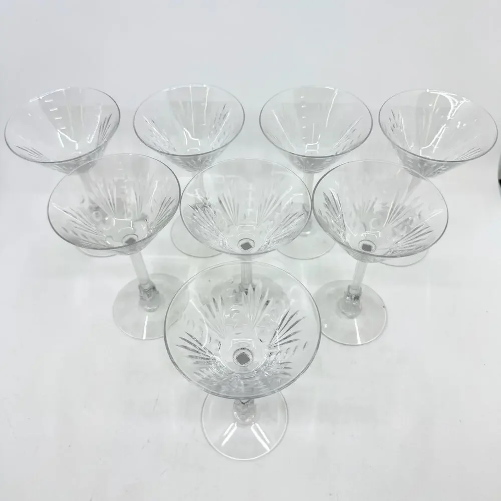 Vintage LIBBEY Lucerne Art Deco Crystal Skyscraper Cocktail Martini glass Set-8